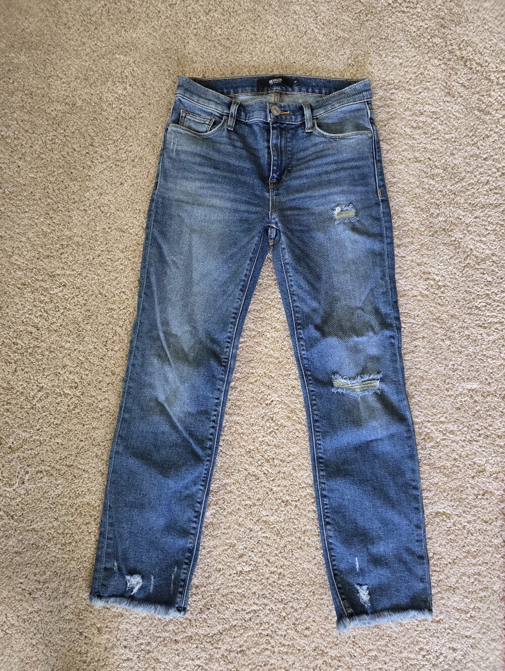Hudson Size 25 NICO SEAGLASS cropped Blue Jeans Raw Hem